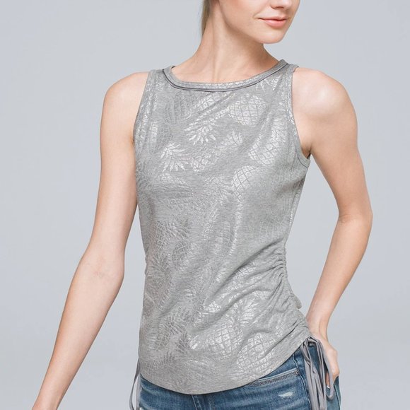White House Black Market | Tops | Whbm Sidetie Tank Pineapple Silver Pima  Cotton Mp | Poshmark